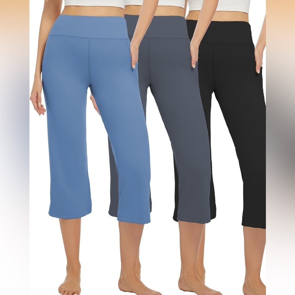3 Pack Yoga Pants Women's Yoga Capris Pants High Waist 057